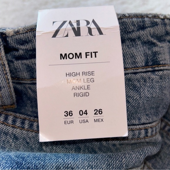 Zara High Rise Mom Leg Ankle Jeans Size 4 NEW - Picture 2 of 5